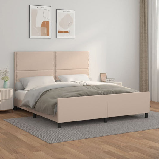 Bedframe met hoofdbord kunstleer cappuccinokleurig 160x200 cm