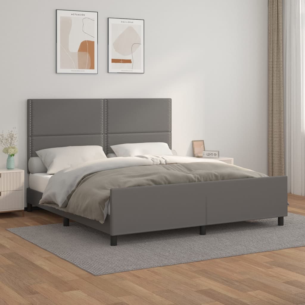 Bedframe met hoofdbord kunstleer grijs 180x200 cm Bedden & bedframes | Creëer jouw Trendy Thuis | Gratis bezorgd & Retour | Trendy.nl