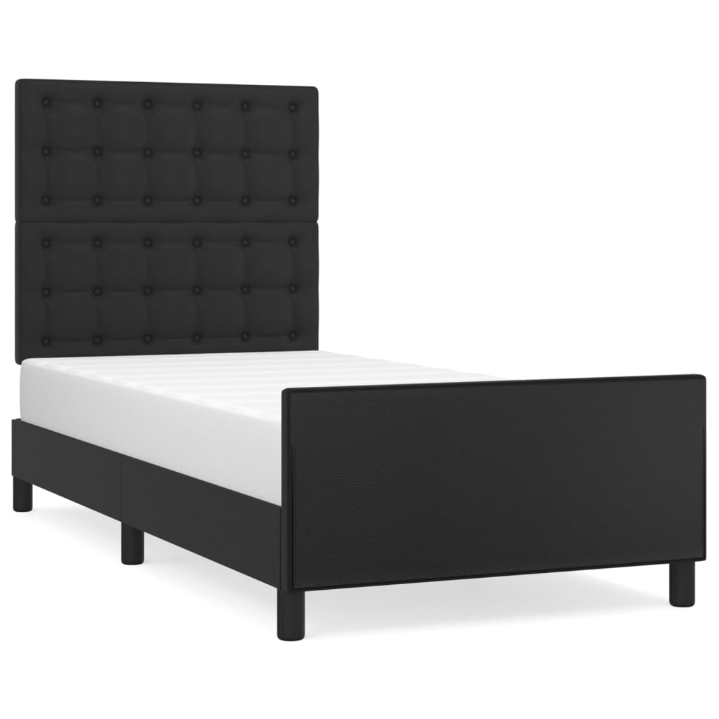 Bedframe met hoofdbord kunstleer zwart 90x190 cm Bedden & bedframes | Creëer jouw Trendy Thuis | Gratis bezorgd & Retour | Trendy.nl