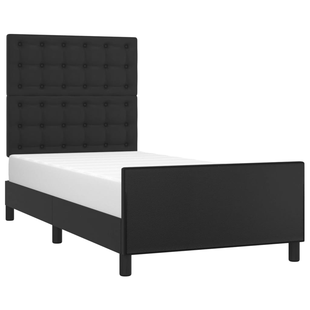 Bedframe met hoofdbord kunstleer zwart 90x190 cm Bedden & bedframes | Creëer jouw Trendy Thuis | Gratis bezorgd & Retour | Trendy.nl