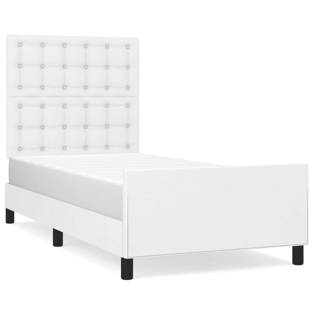 Bedframe met hoofdbord kunstleer wit 90x190 cm Bedden & bedframes | Creëer jouw Trendy Thuis | Gratis bezorgd & Retour | Trendy.nl