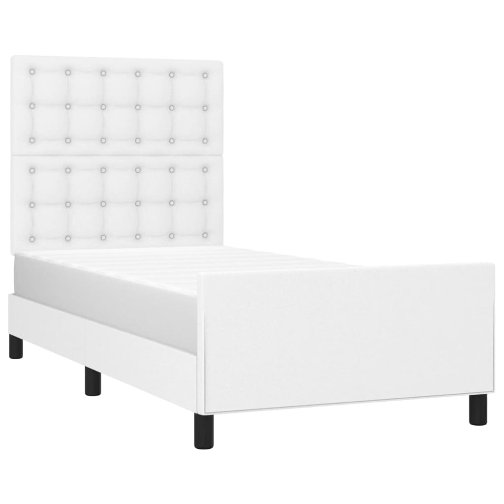 Bedframe met hoofdbord kunstleer wit 90x190 cm Bedden & bedframes | Creëer jouw Trendy Thuis | Gratis bezorgd & Retour | Trendy.nl