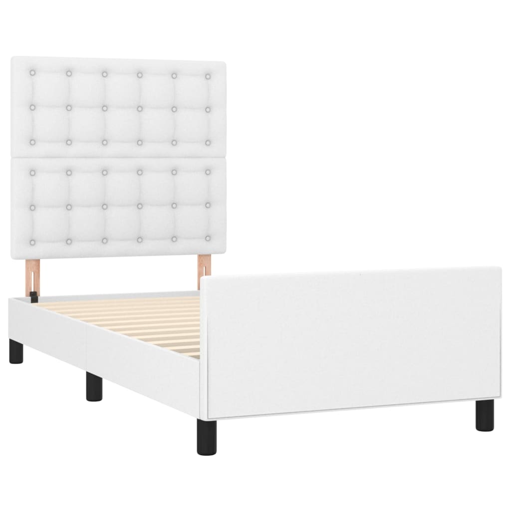 Bedframe met hoofdbord kunstleer wit 90x190 cm Bedden & bedframes | Creëer jouw Trendy Thuis | Gratis bezorgd & Retour | Trendy.nl