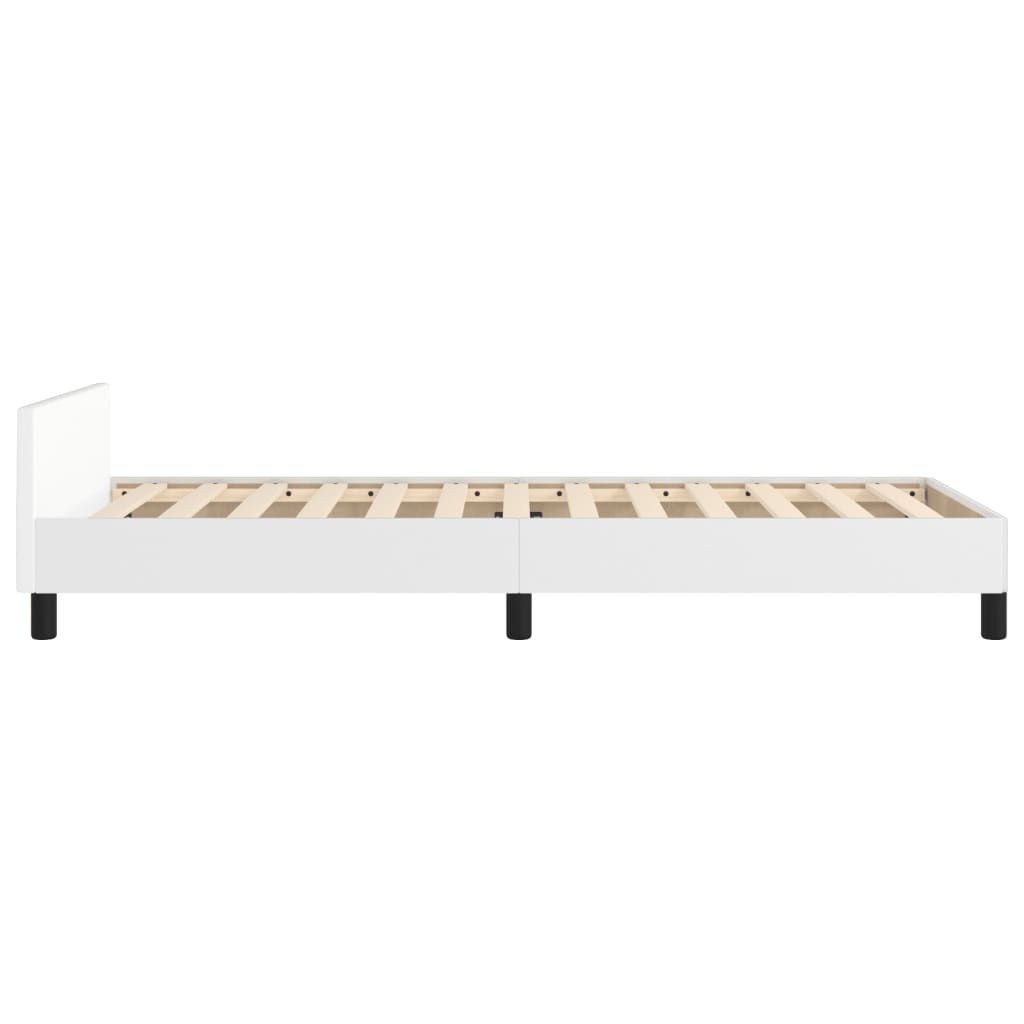 Bedframe met hoofdbord kunstleer wit 90x190 cm Bedden & bedframes | Creëer jouw Trendy Thuis | Gratis bezorgd & Retour | Trendy.nl