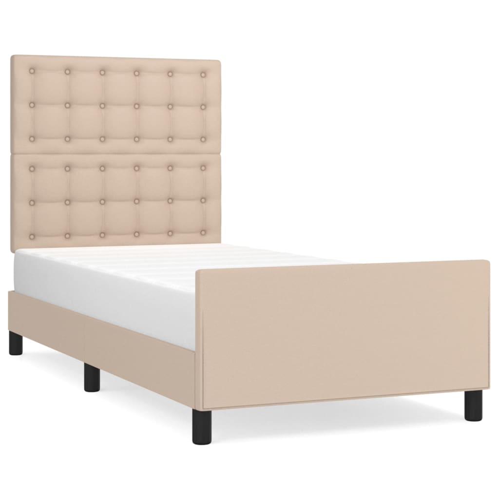 Bedframe met hoofdbord kunstleer cappucinnokleurig 90x190 cm