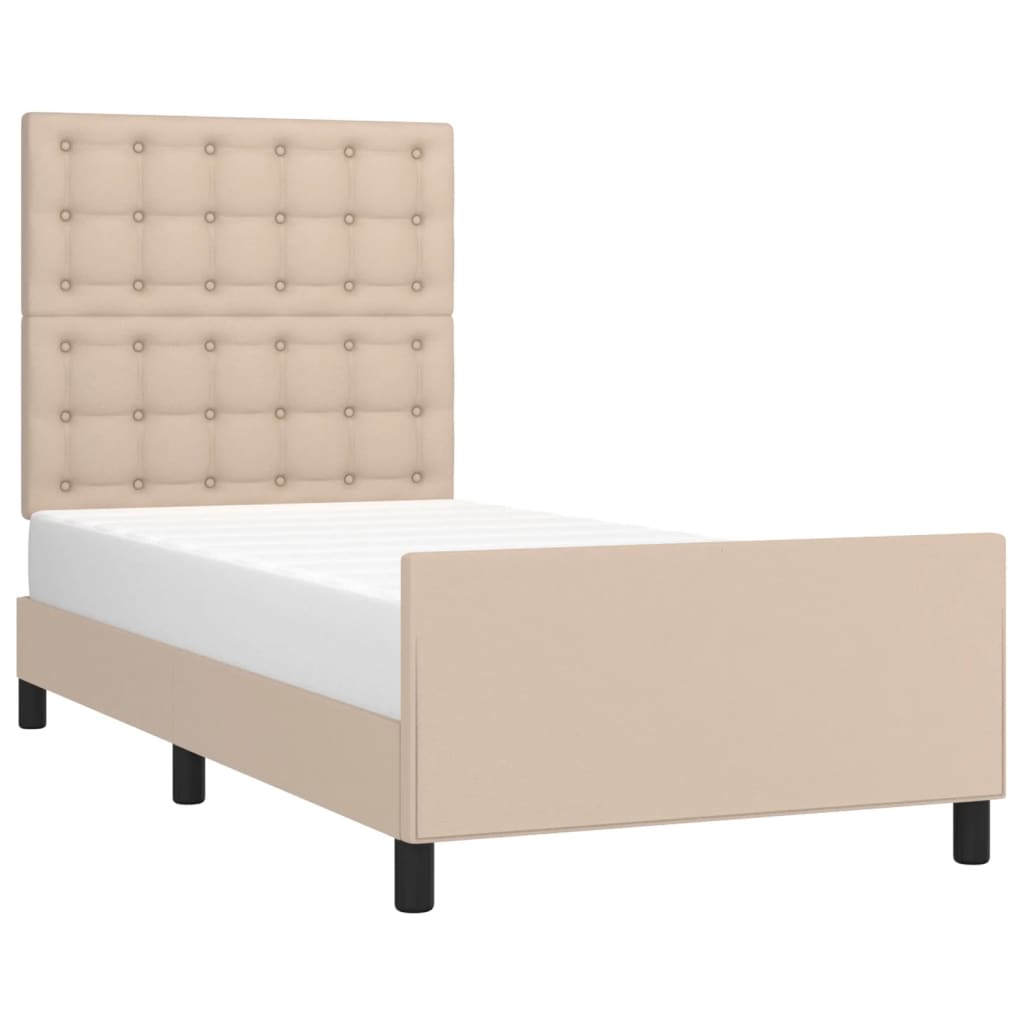 Bedframe met hoofdbord kunstleer cappucinnokleurig 90x190 cm