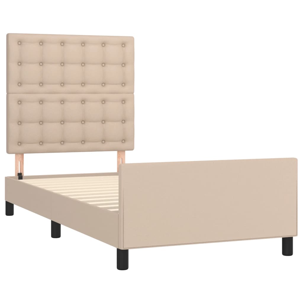 Bedframe met hoofdbord kunstleer cappucinnokleurig 90x190 cm