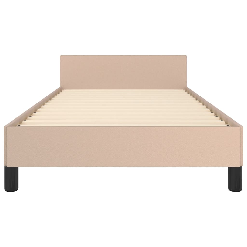 Bedframe met hoofdbord kunstleer cappucinnokleurig 90x190 cm