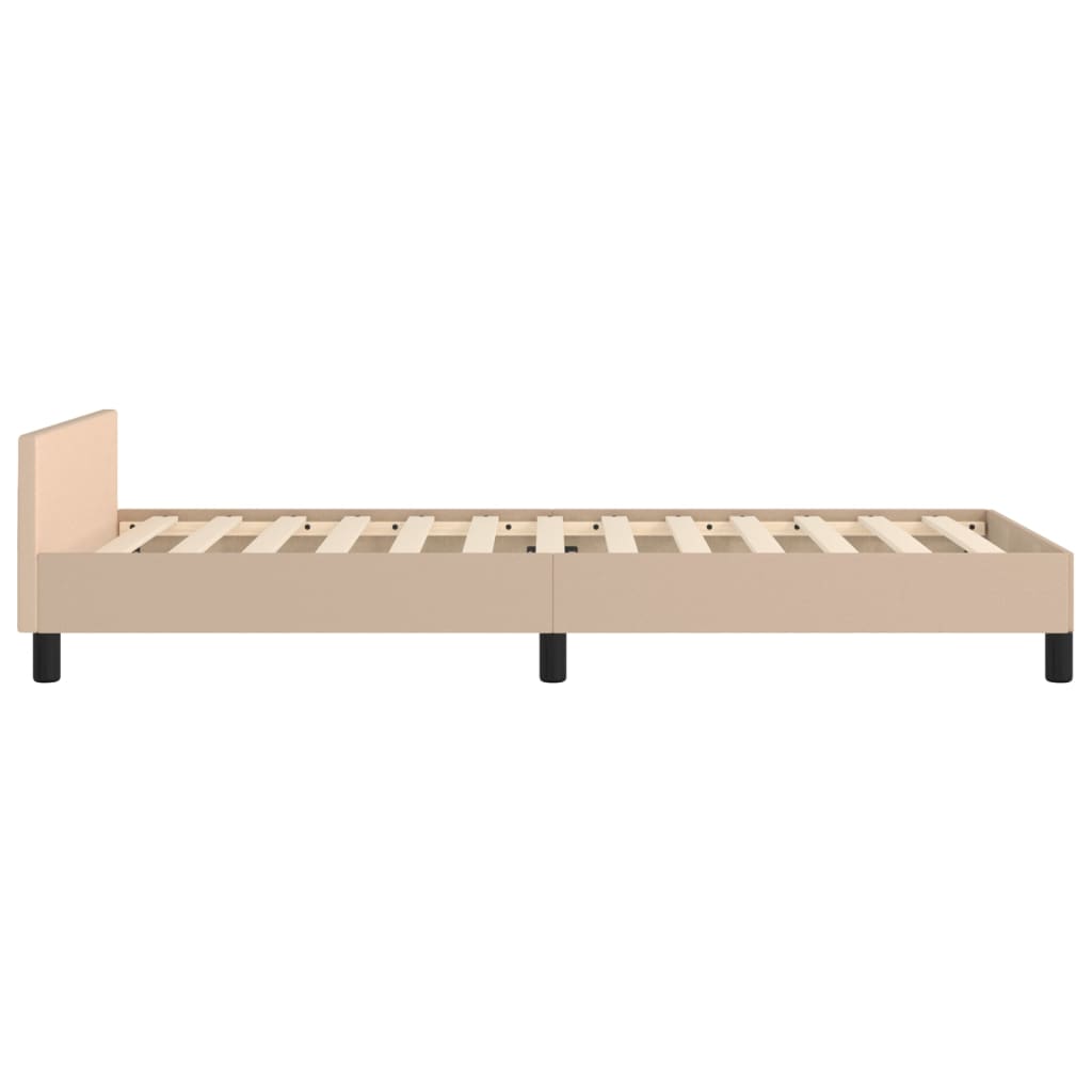 Bedframe met hoofdbord kunstleer cappucinnokleurig 90x190 cm