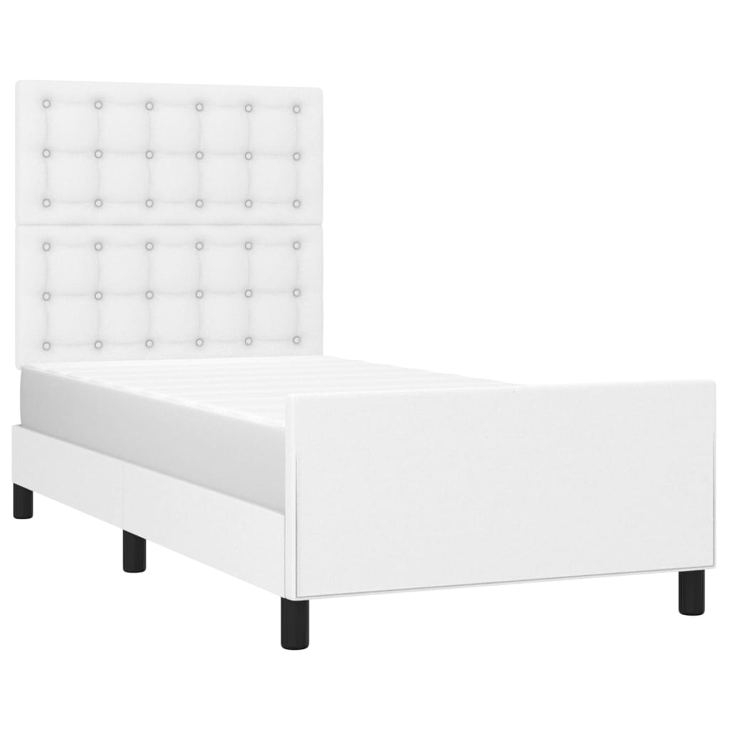 Bedframe met hoofdbord kunstleer wit 90x200 cm Bedden & bedframes | Creëer jouw Trendy Thuis | Gratis bezorgd & Retour | Trendy.nl