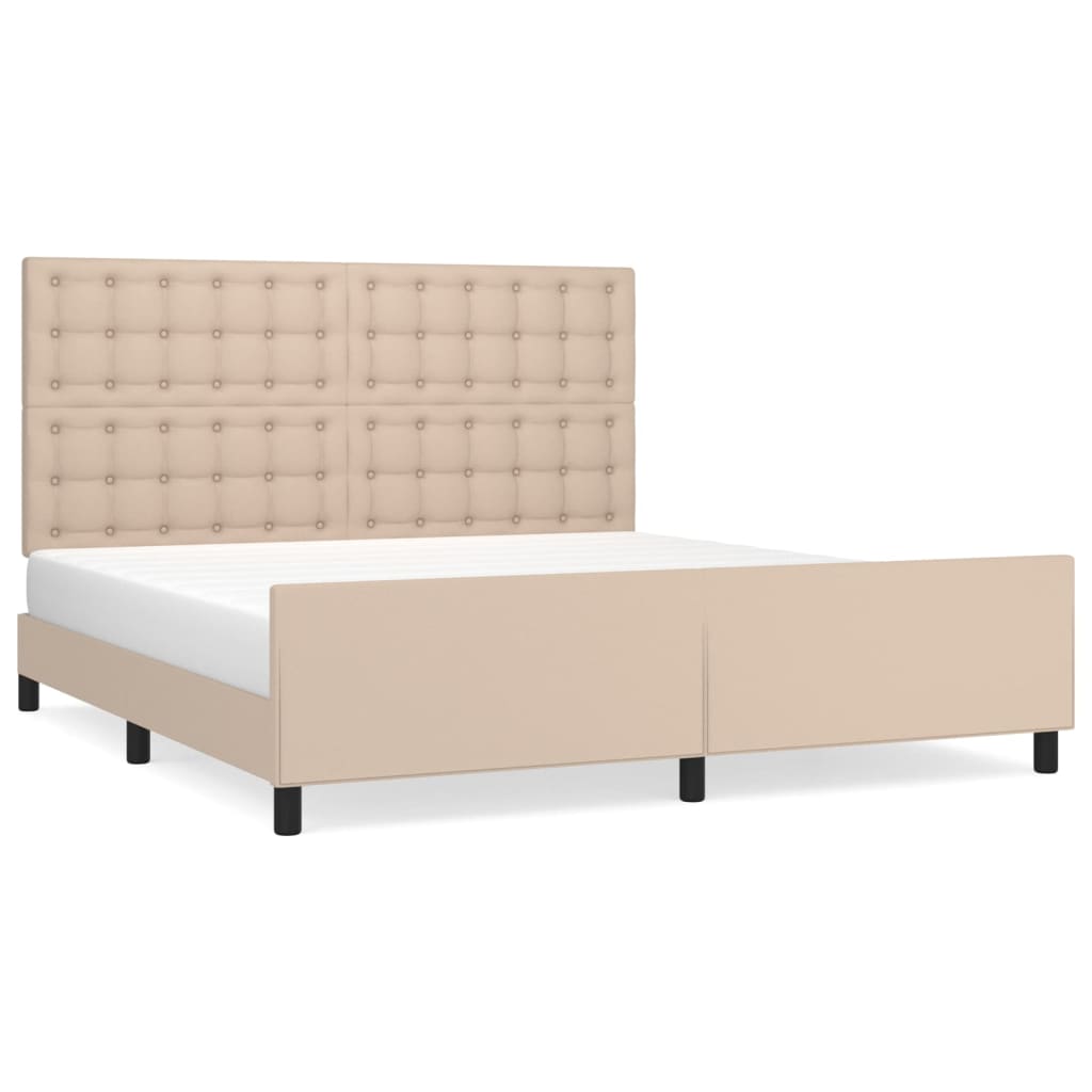 Bedframe met hoofdbord kunstleer cappuccinokleurig 180x200 cm