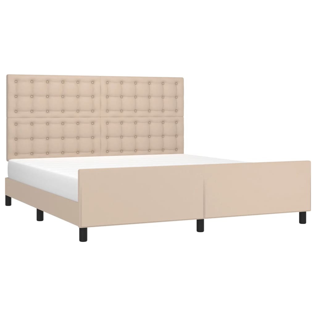 Bedframe met hoofdbord kunstleer cappuccinokleurig 180x200 cm