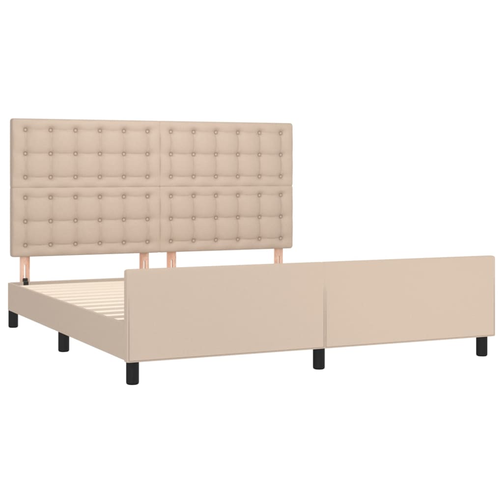 Bedframe met hoofdbord kunstleer cappuccinokleurig 180x200 cm