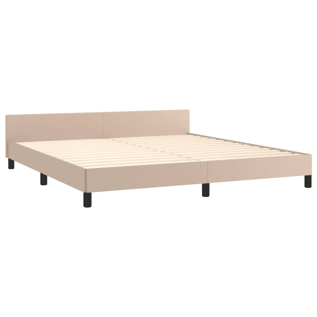 Bedframe met hoofdbord kunstleer cappuccinokleurig 180x200 cm