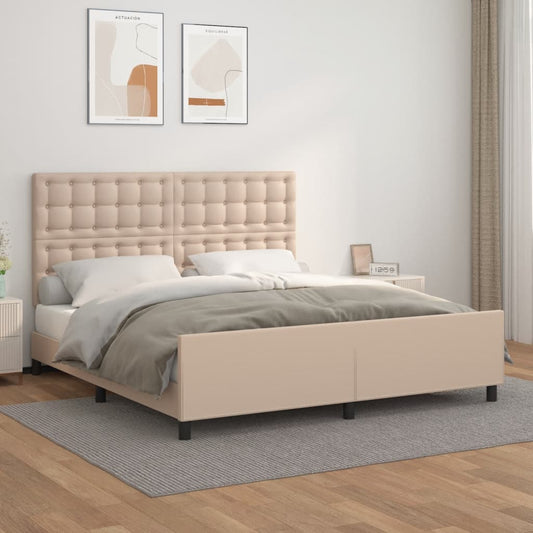 Bedframe met hoofdbord kunstleer cappuccinokleurig 180x200 cm