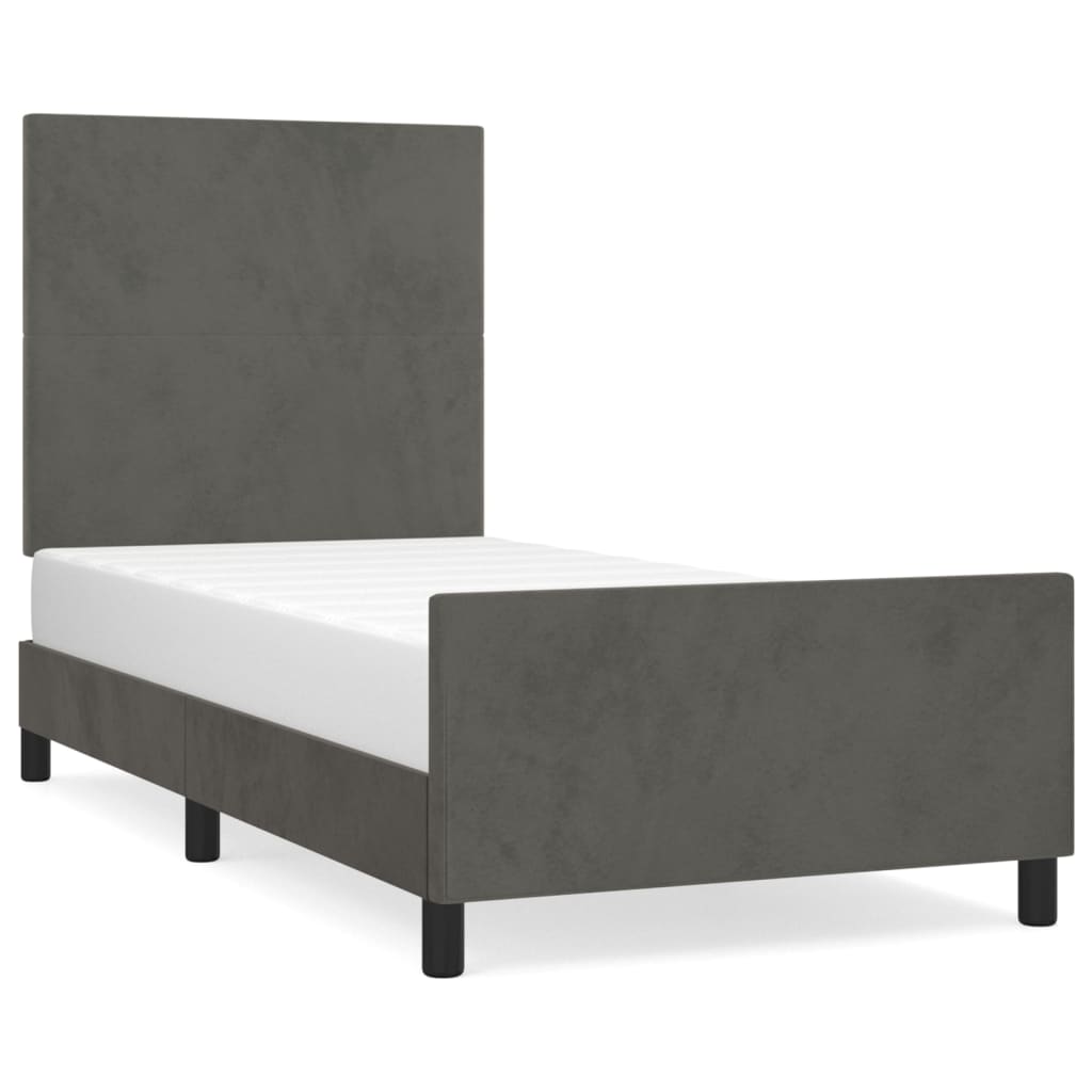 Bedframe met hoofdeinde fluweel donkergrijs 90x190 cm Bedden & bedframes | Creëer jouw Trendy Thuis | Gratis bezorgd & Retour | Trendy.nl