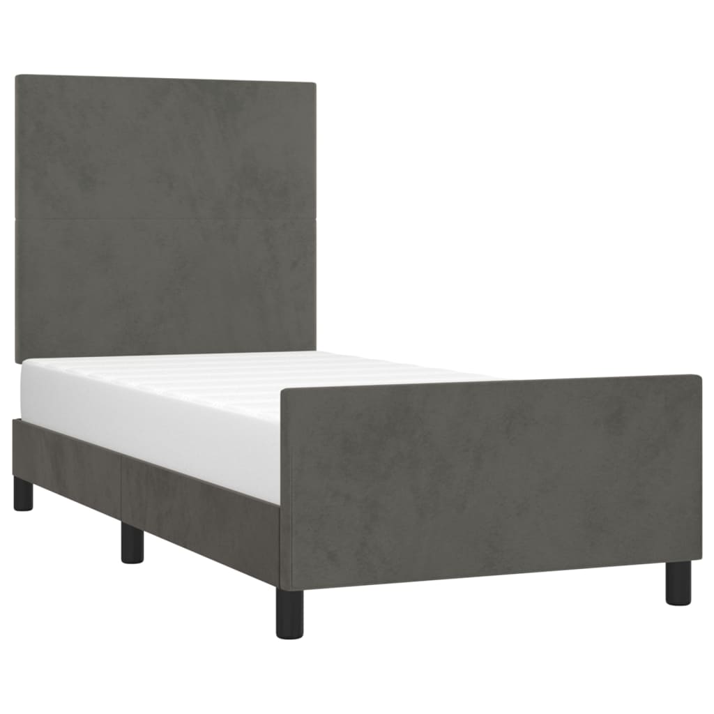 Bedframe met hoofdeinde fluweel donkergrijs 90x190 cm Bedden & bedframes | Creëer jouw Trendy Thuis | Gratis bezorgd & Retour | Trendy.nl