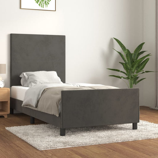 Bedframe met hoofdeinde fluweel donkergrijs 90x190 cm Bedden & bedframes | Creëer jouw Trendy Thuis | Gratis bezorgd & Retour | Trendy.nl