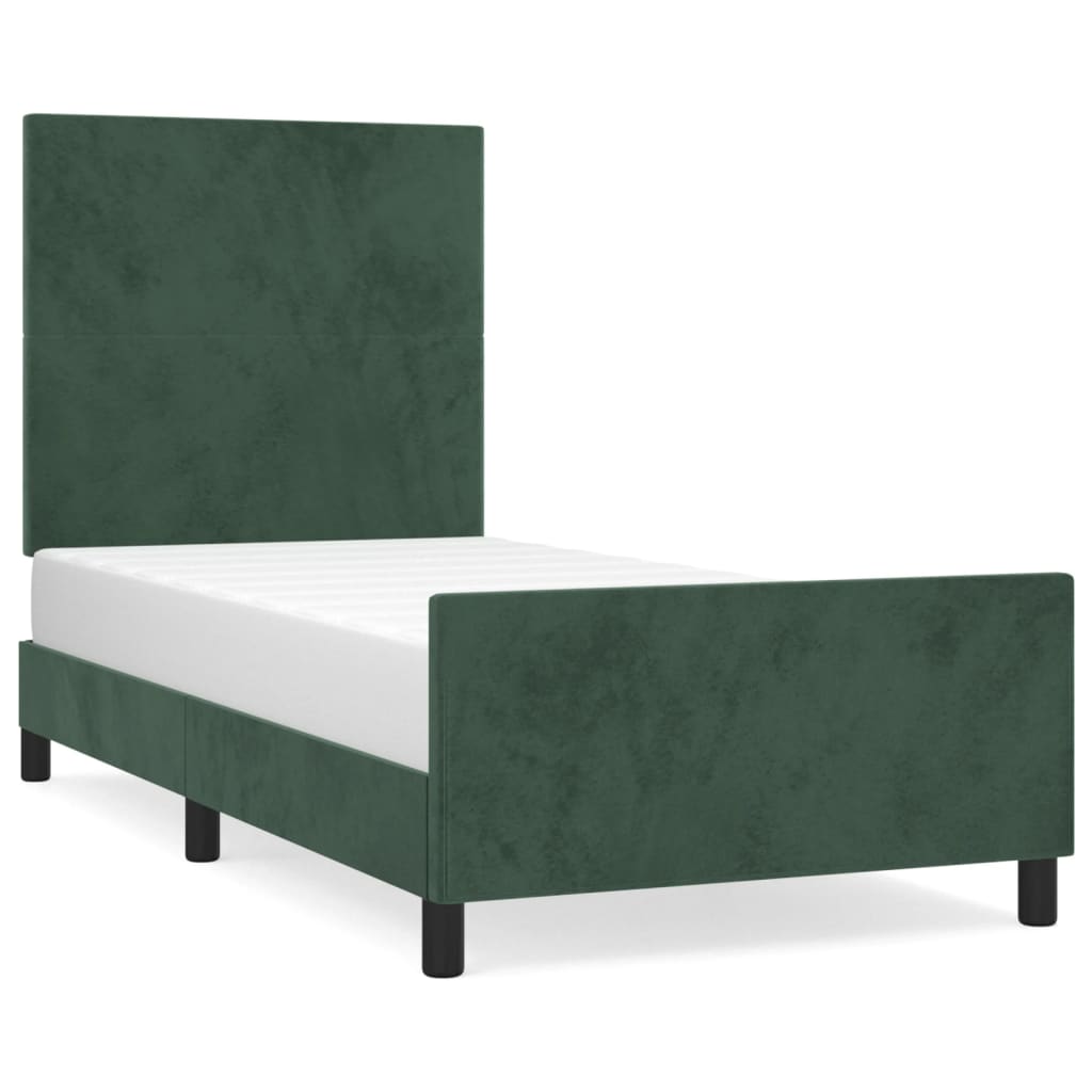 Bedframe met hoofdeinde fluweel donkergroen 90x190 cm Bedden & bedframes | Creëer jouw Trendy Thuis | Gratis bezorgd & Retour | Trendy.nl