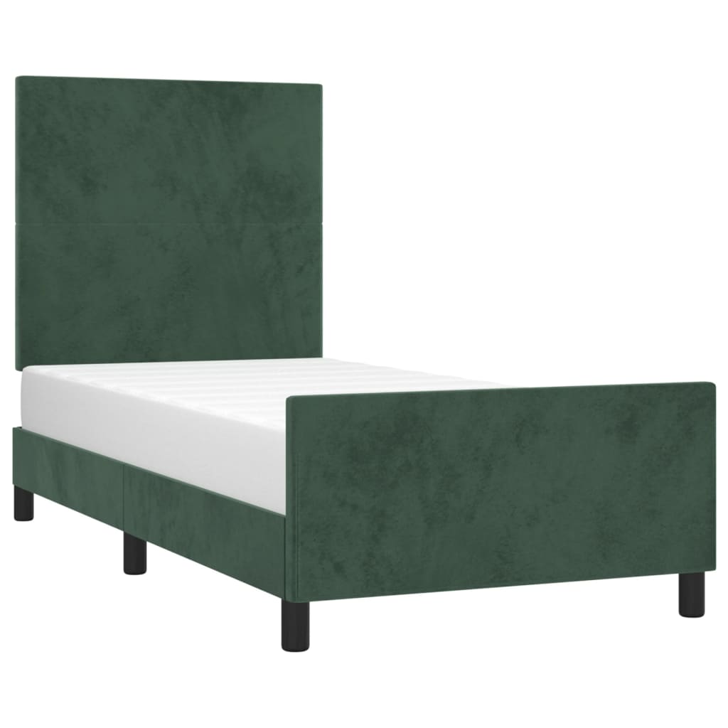 Bedframe met hoofdeinde fluweel donkergroen 90x190 cm Bedden & bedframes | Creëer jouw Trendy Thuis | Gratis bezorgd & Retour | Trendy.nl