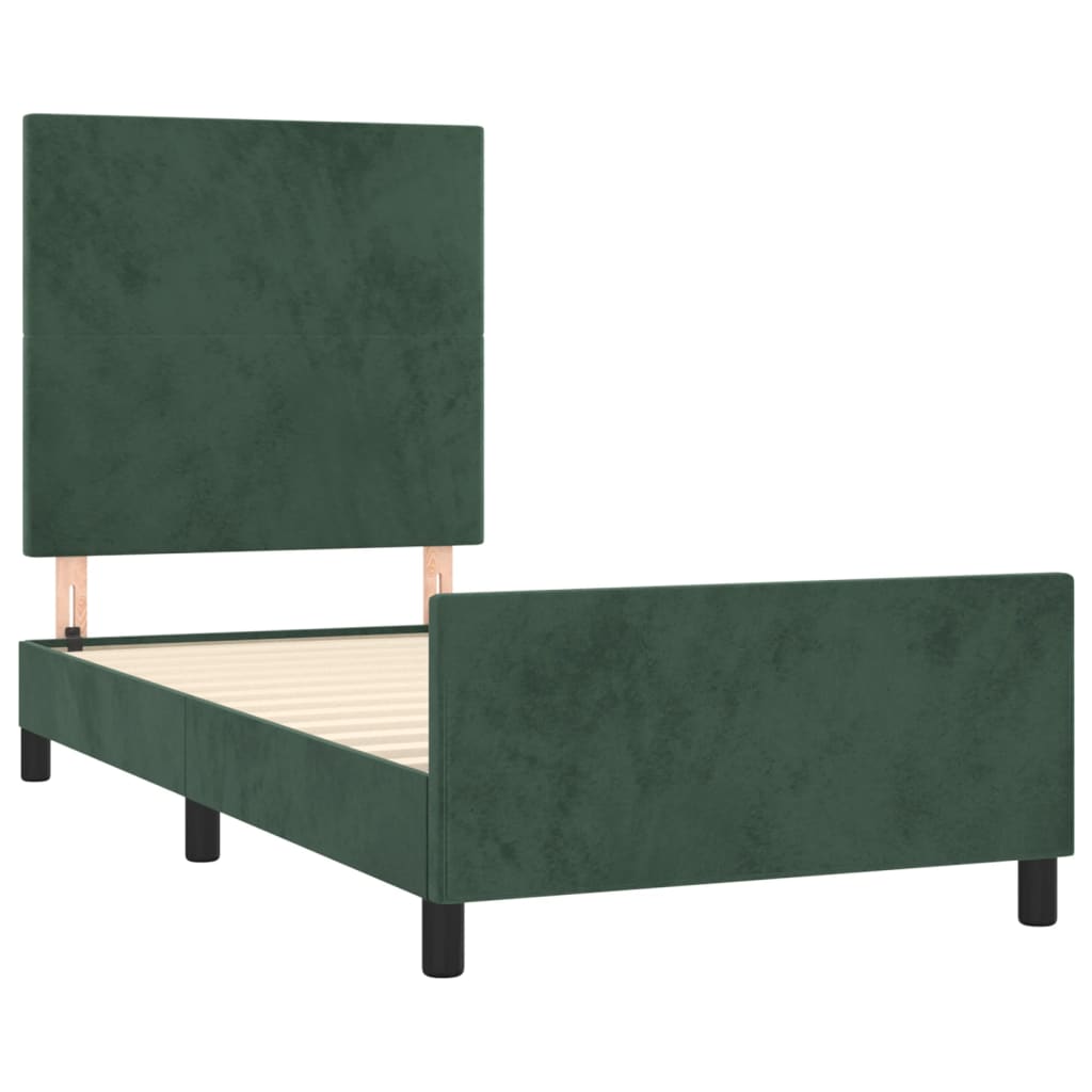 Bedframe met hoofdeinde fluweel donkergroen 90x190 cm Bedden & bedframes | Creëer jouw Trendy Thuis | Gratis bezorgd & Retour | Trendy.nl