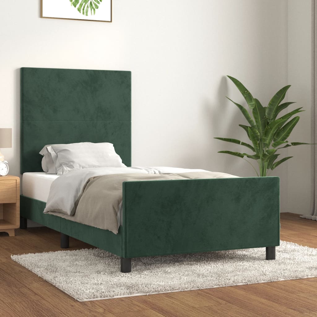 Bedframe met hoofdeinde fluweel donkergroen 90x190 cm Bedden & bedframes | Creëer jouw Trendy Thuis | Gratis bezorgd & Retour | Trendy.nl