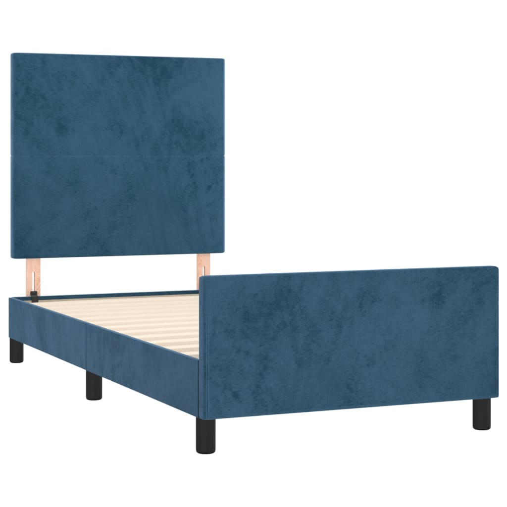 Bedframe met hoofdeinde fluweel donkerblauw 90x190 cm Bedden & bedframes | Creëer jouw Trendy Thuis | Gratis bezorgd & Retour | Trendy.nl