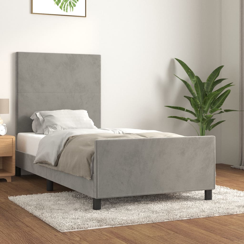 Bedframe met hoofdeinde fluweel lichtgrijs 90x200 cm Bedden & bedframes | Creëer jouw Trendy Thuis | Gratis bezorgd & Retour | Trendy.nl