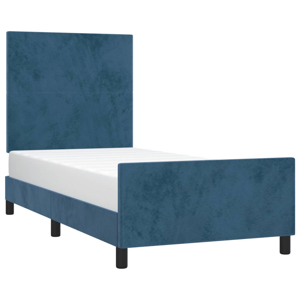 Bedframe met hoofdeinde fluweel donkerblauw 90x200 cm Bedden & bedframes | Creëer jouw Trendy Thuis | Gratis bezorgd & Retour | Trendy.nl