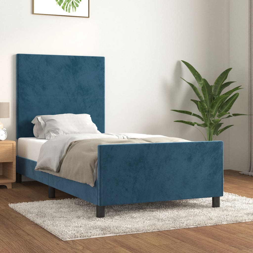 Bedframe met hoofdeinde fluweel donkerblauw 90x200 cm Bedden & bedframes | Creëer jouw Trendy Thuis | Gratis bezorgd & Retour | Trendy.nl