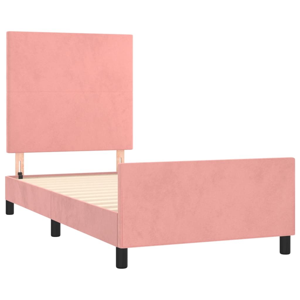 Bedframe met hoofdeinde fluweel roze 90x200 cm Bedden & bedframes | Creëer jouw Trendy Thuis | Gratis bezorgd & Retour | Trendy.nl