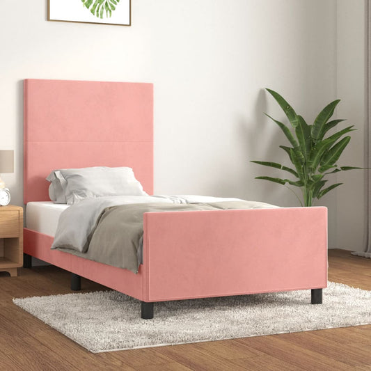 Bedframe met hoofdeinde fluweel roze 90x200 cm Bedden & bedframes | Creëer jouw Trendy Thuis | Gratis bezorgd & Retour | Trendy.nl