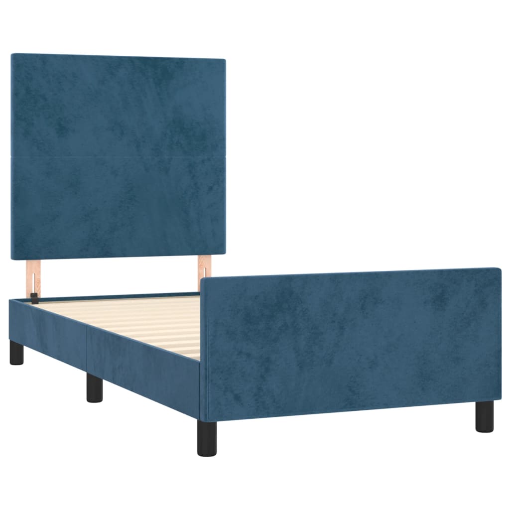 Bedframe met hoofdeinde fluweel donkerblauw 100x200 cm Bedden & bedframes | Creëer jouw Trendy Thuis | Gratis bezorgd & Retour | Trendy.nl