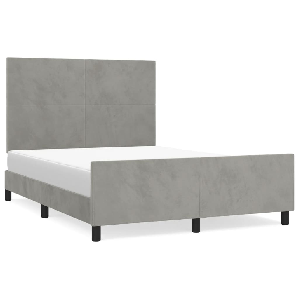 Bedframe met hoofdeinde fluweel lichtgrijs 140x200 cm Bedden & bedframes | Creëer jouw Trendy Thuis | Gratis bezorgd & Retour | Trendy.nl