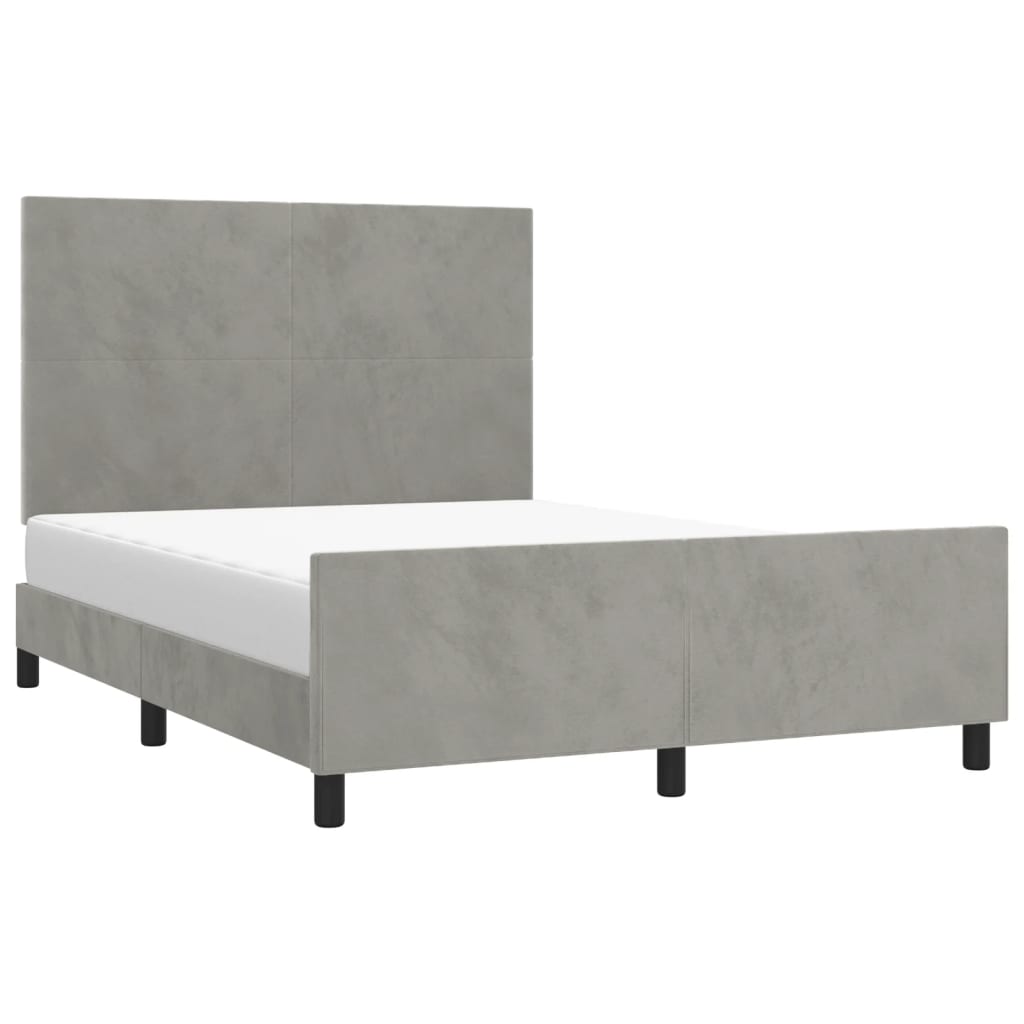 Bedframe met hoofdeinde fluweel lichtgrijs 140x200 cm Bedden & bedframes | Creëer jouw Trendy Thuis | Gratis bezorgd & Retour | Trendy.nl