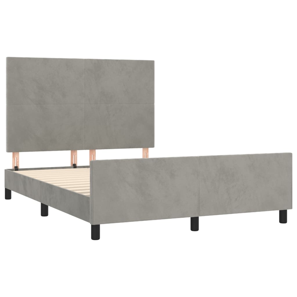 Bedframe met hoofdeinde fluweel lichtgrijs 140x200 cm Bedden & bedframes | Creëer jouw Trendy Thuis | Gratis bezorgd & Retour | Trendy.nl