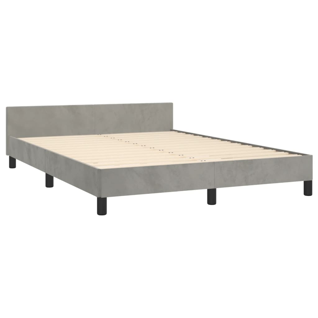 Bedframe met hoofdeinde fluweel lichtgrijs 140x200 cm Bedden & bedframes | Creëer jouw Trendy Thuis | Gratis bezorgd & Retour | Trendy.nl