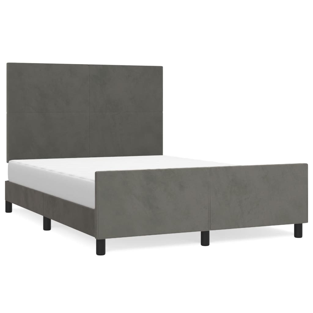 Bedframe met hoofdeinde fluweel donkergrijs 140x200 cm Bedden & bedframes | Creëer jouw Trendy Thuis | Gratis bezorgd & Retour | Trendy.nl