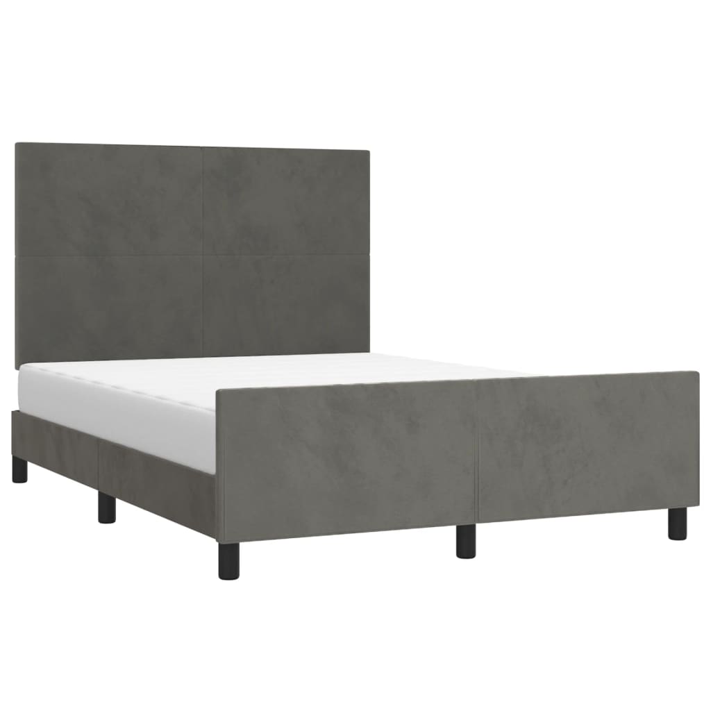 Bedframe met hoofdeinde fluweel donkergrijs 140x200 cm Bedden & bedframes | Creëer jouw Trendy Thuis | Gratis bezorgd & Retour | Trendy.nl