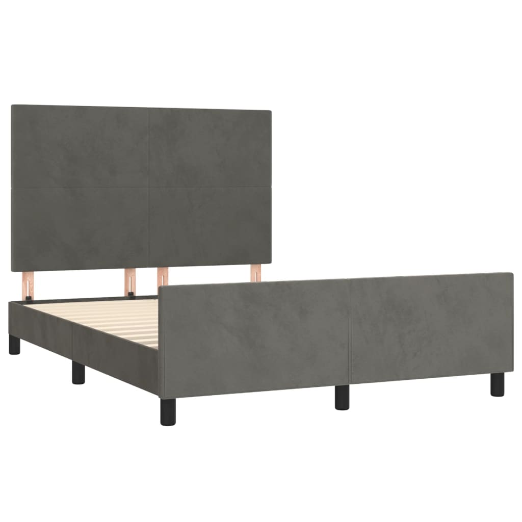 Bedframe met hoofdeinde fluweel donkergrijs 140x200 cm Bedden & bedframes | Creëer jouw Trendy Thuis | Gratis bezorgd & Retour | Trendy.nl