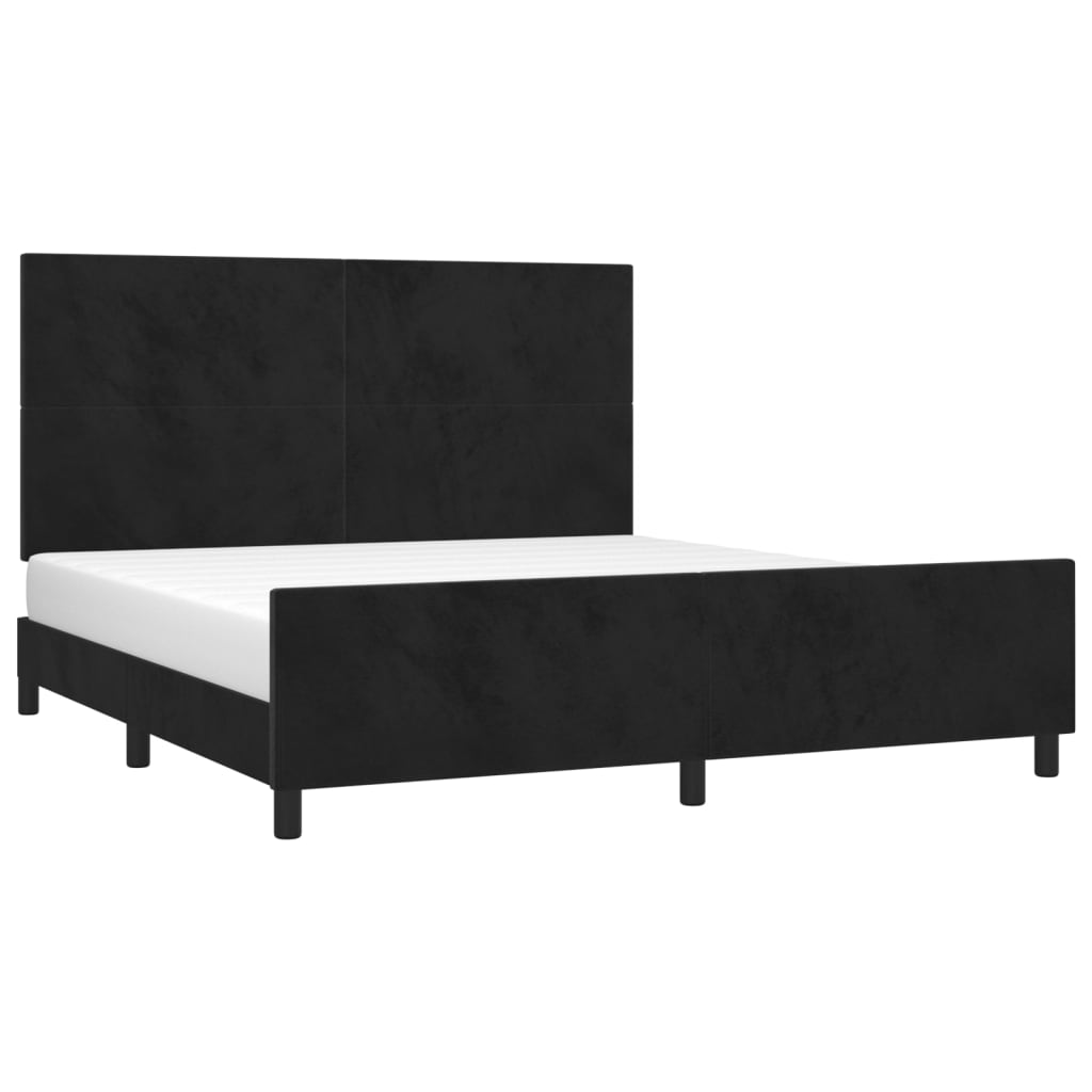 Bedframe met hoofdeinde fluweel zwart 180x200 cm