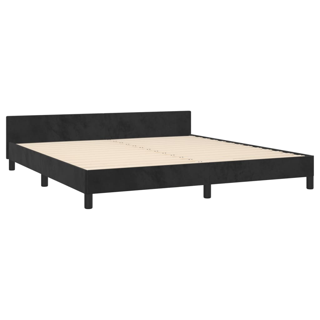 Bedframe met hoofdeinde fluweel zwart 180x200 cm