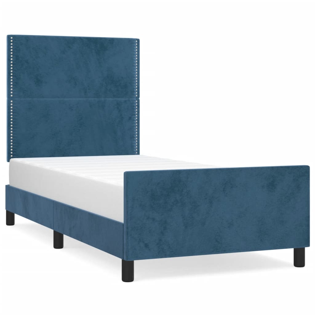 Bedframe met hoofdeinde fluweel donkerblauw 90x190 cm Bedden & bedframes | Creëer jouw Trendy Thuis | Gratis bezorgd & Retour | Trendy.nl