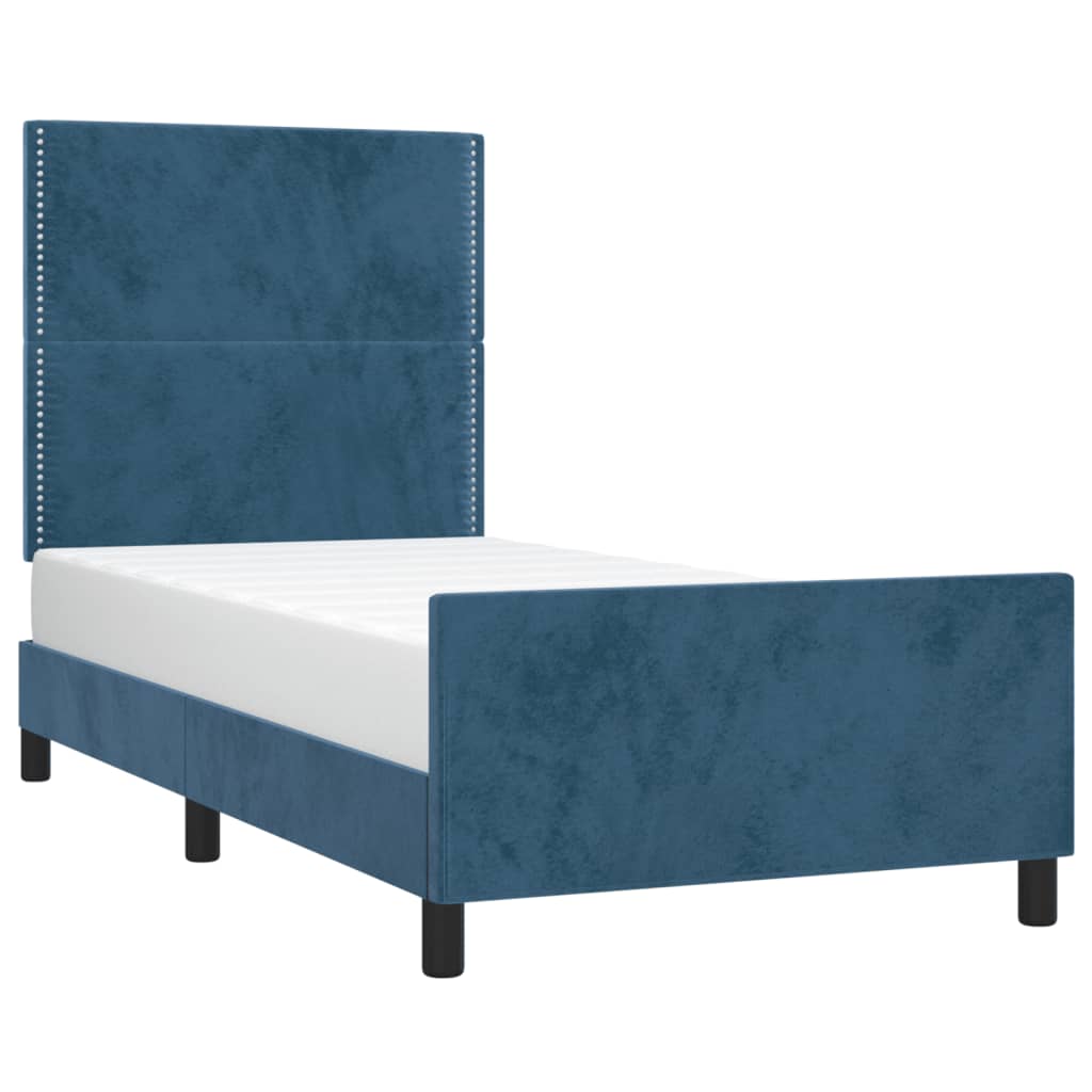 Bedframe met hoofdeinde fluweel donkerblauw 90x200 cm Bedden & bedframes | Creëer jouw Trendy Thuis | Gratis bezorgd & Retour | Trendy.nl