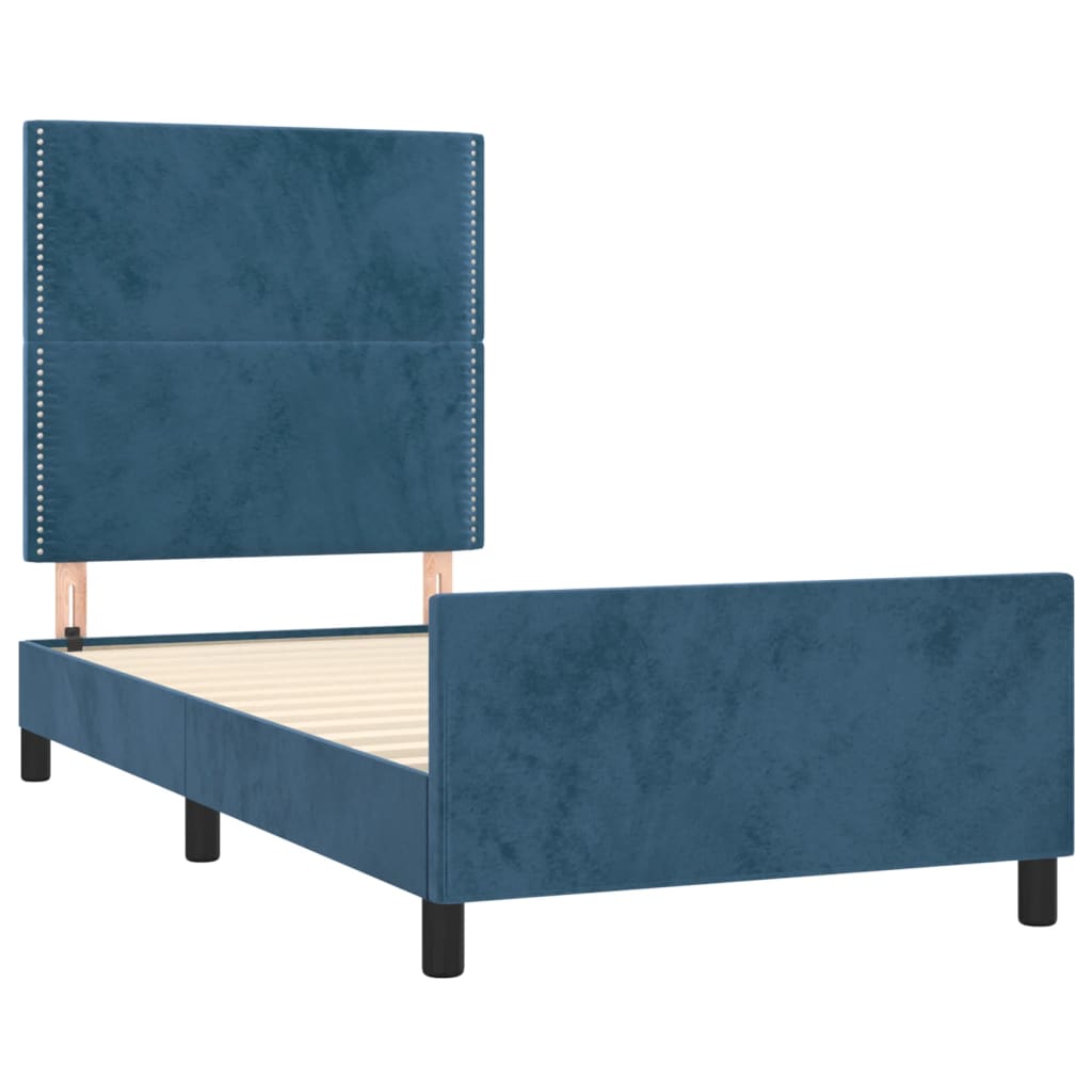 Bedframe met hoofdeinde fluweel donkerblauw 90x200 cm Bedden & bedframes | Creëer jouw Trendy Thuis | Gratis bezorgd & Retour | Trendy.nl