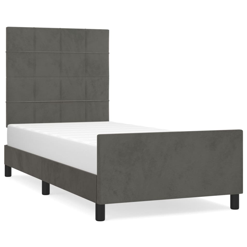 Bedframe met hoofdeinde fluweel donkergrijs 80x200 cm Bedden & bedframes | Creëer jouw Trendy Thuis | Gratis bezorgd & Retour | Trendy.nl