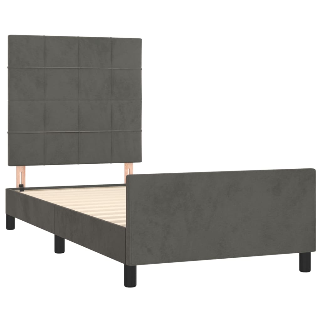 Bedframe met hoofdeinde fluweel donkergrijs 80x200 cm Bedden & bedframes | Creëer jouw Trendy Thuis | Gratis bezorgd & Retour | Trendy.nl