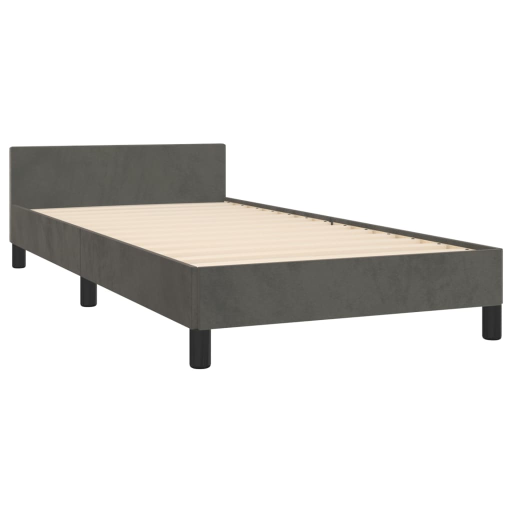 Bedframe met hoofdeinde fluweel donkergrijs 80x200 cm Bedden & bedframes | Creëer jouw Trendy Thuis | Gratis bezorgd & Retour | Trendy.nl