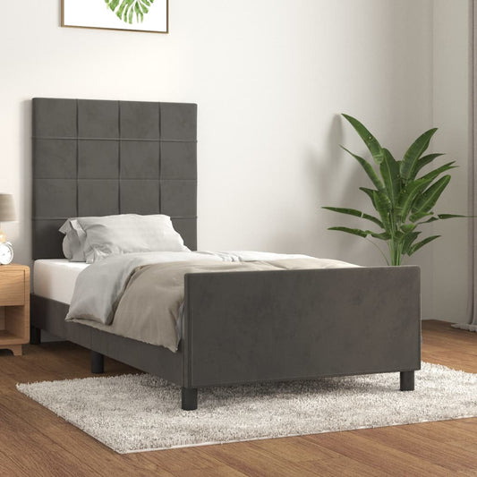 Bedframe met hoofdeinde fluweel donkergrijs 80x200 cm Bedden & bedframes | Creëer jouw Trendy Thuis | Gratis bezorgd & Retour | Trendy.nl