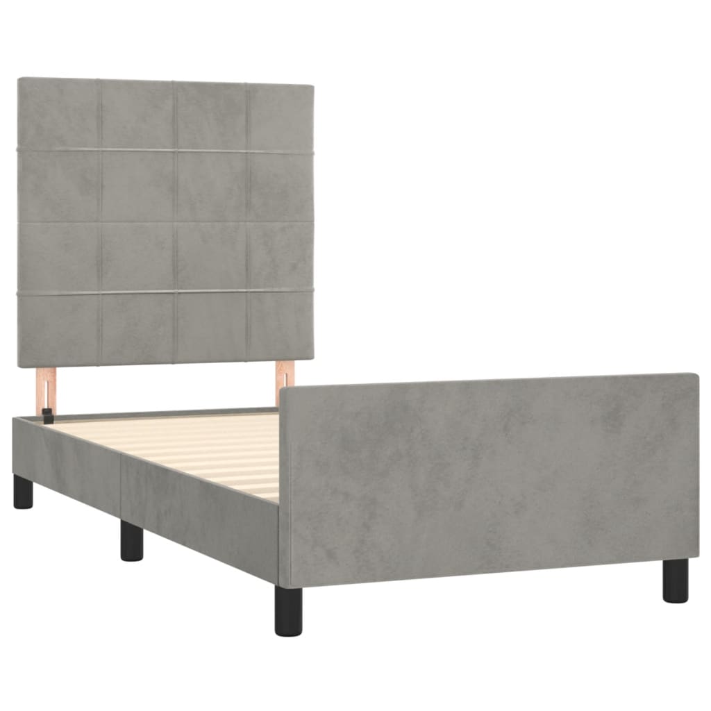 Bedframe met hoofdeinde fluweel lichtgrijs 90x190 cm Bedden & bedframes | Creëer jouw Trendy Thuis | Gratis bezorgd & Retour | Trendy.nl